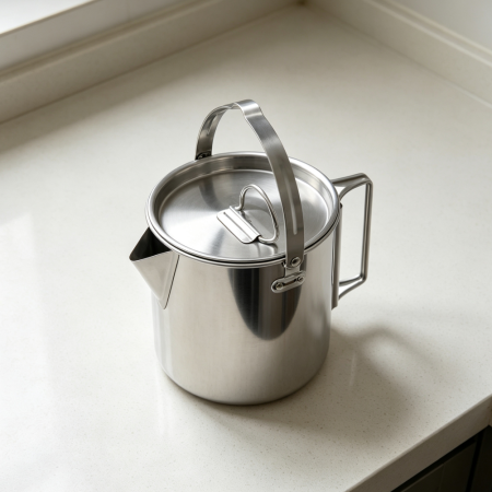 Portable 1.2L Camping Tea Kettle Silver